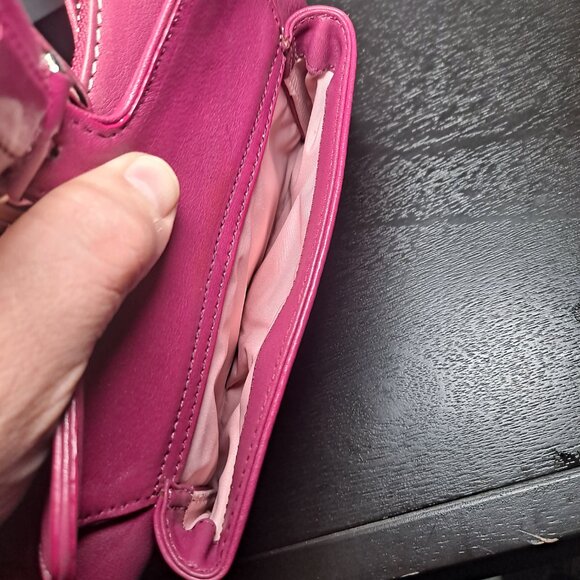 Cole Haan pink magenta leather hobo bag with a front buckle pocket - Picture 8 of 16